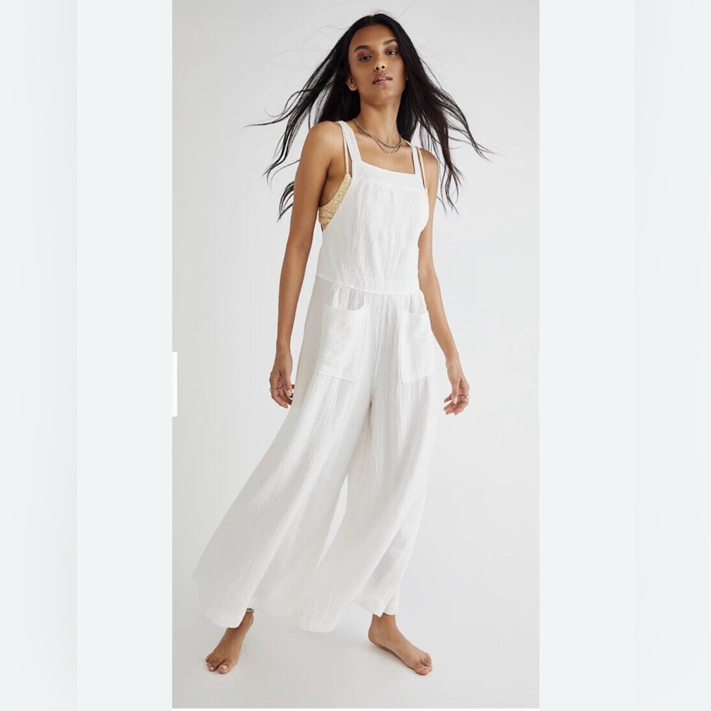 Soft white gauzy jumpsuit